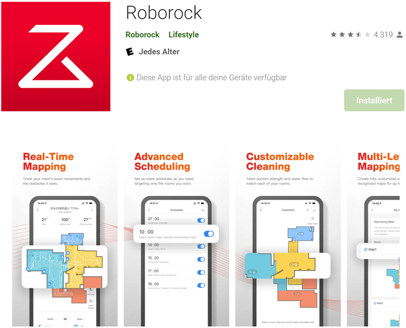 The Roborock App is available for download from the App Store.